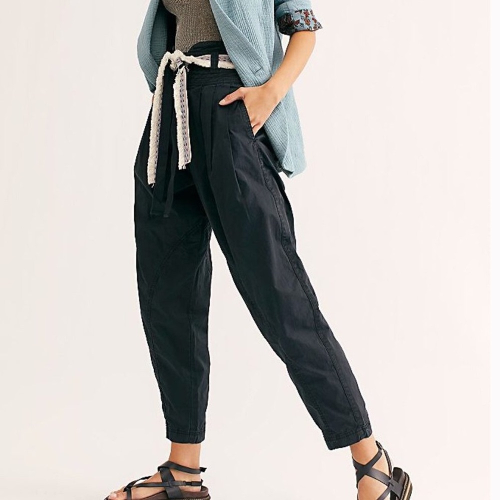 NWT Free People Isadora Cinch Pleated Pants Black